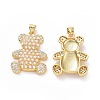Brass Micro Pave Clear Cubic Zirconia Pendants ZIRC-F134-05G-1