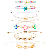 6Pcs 6 Style Adjustable Nylon Thread Braided Bead Bracelets BJEW-SC0001-48-1