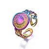 304 Stainless Steel Chunky Heart Cuff Ring RJEW-N038-105-4