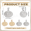2Pcs 2 Colors 304 Stainless Steel Pendants STAS-LP0003-92D-2