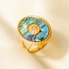 304 Stainless Steel with Natural Shell Cuff Open Rings for Women QD6142-3-1