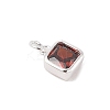 925 Sterling Silver Pave Cubic Zirconia Square Charms with Jump Rings and 925 Stamp STER-D288-05S-04-2