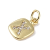 Rack Plating Brass Micro Pave CLear Cubic Zirconia Charms KK-E110-14G-X-2