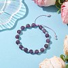 8.5mm Round Natural Amethyst & ABS Plastic Imitation Pearl Braided Bead Braclets BJEW-JB10654-2