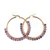 Beaded Hoop Earrings EJEW-JE03830-02-2