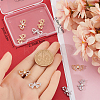 12Pcs 2 Colors Brass with Clear Cubic Zirconia Charms ZIRC-BBC0002-63-3