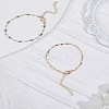 1 Set Natural Lapis Lazuli Beads Bracelet & Dapped Chains Bracelet Set for Women BJEW-LP0004-06A-3