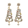 Christmas Trees Alloy Rhinestone Dangle Stud Earrings EJEW-A112-01KCG-1