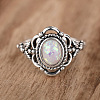 Alloy with Plastic Imitation Opal Finger Rings FS-WG4C942-01-1