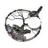 Natural Amethyst and White Shell Copper Wire Wrapped Big Pendants G-K404-01AB-2