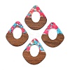 Transparent Resin and Walnut Wood Pendants RESI-T057-07K-1