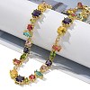 Brass Micro Pave Colorful Cubic Zirconia Link Chain Necklaces NJEW-M089-01G-5
