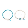 2Pcs 2 Colors Trumpet Shell Beads Charm Bracelets BJEW-JB12374-2