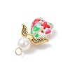 Glass Enamel Beads Pendants PALLOY-JF04137-01-5