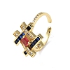 Cubic Zirconia Symbol # Open Cuff Ring RJEW-P046-01G-02-1