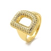 Letter Brass Micro Pave Clear Cubic Zirconia Open Cuff Ring for Women RJEW-N046-03D-G-1