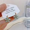 Flower Brass Enamel Hoop Earrings EJEW-P308-08G-1