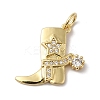Rack Plating Brass Micro Pave Clear Cubic Zirconia Pendants KK-B092-34G-1