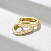 Oval Brass Micro Pave Clear Cubic Zirconia Hoop Earrings LS-EJEW-D311-141G-1