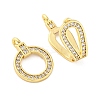 Brass Clear Cubic Zirconia Fold Over Clasps KK-Z078-39G-2