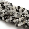 Natural Gemstone Black Rutilated Quartz Round Beads Strands G-E251-30-8mm-1