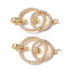 Brass Micro Pave Clear Cubic Zirconia Fold Over Clasps KK-P223-44G-2