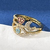 Brass Micro Pave Cubic Zirconia Finger Rings for Women RJEW-C129-05G-1