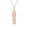 Natural Rose Quartz Double Terminal Pointed Faceted Bullet Copper Wire Wrapped Tree of Life Pendant Alloy Chain Necklaces FS-WG07FDC-02-1