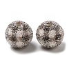 Spray Painted Wood European Beads with Rhinestone RESI-C038-03F-1
