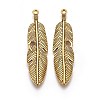 Tibetan Style Alloy Feather Big Pendants TIBEP-A12720-AG-RS-1