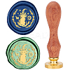 Brass Wax Seal Stamps with Rosewood Handle AJEW-WH0412-0080-1