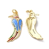 Rack Plating Brass Micro Pave Clear Cubic Zirconia Pendants KK-D074-08G-1