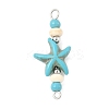 10Pcs 2 Colors Dyed Synthetic Turquoise Starfish Rondelle Round Beaded Connector Charms PALLOY-JF04015-4