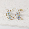 Moon 304 Stainless Steel Dangle Earrings WG43EF9-04-1