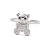 Bear Cubic Zirconia Cuff Ring RJEW-M146-03F-1