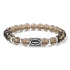 Alloy Nordic Viking Runes 8MM Natural Smoky Quartz Round Beaded Stretch Bracelets KW3210-21-1