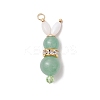 4Pcs 4 Styles Natural Carnelian & Rose Quartz & Green Aventurine & Amethyst Bunny Pendants PALLOY-TA00226-3