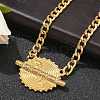 304 Stainless Steel Crystal Rhinestone Flat Round Pendant Twisted Chain Necklaces for Women STAS-Z117-11G-2
