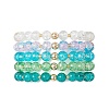 5Pcs 5 Color Spray Painted Crackle Glass Beads Stretch Bracelets for Men Women BJEW-MZ00202-3