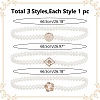3Pcs 3 Styles Plastic Pearl Braided Stretch Chain Belts AJEW-WR0002-22-2