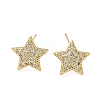 Star Brass Micro Pave Clear Cubic Zirconia Stud Earrings EJEW-A132-16G-4