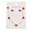 Heart 304 Stainless Steel Enamel Necklaces & Stud Earrings Sets for Women SJEW-K003-03G-4
