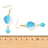304 Stainless Steel with Glass Cylinder Seed Beads Hot Air Balloon Dangle Earrings EJEW-MZ00820-01-3