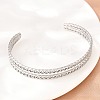 Hollow 304 Stainless Steel Open Cuff Bangles for Women BJEW-F547-02P-3