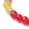 Baking Paint Imitation Jade Glass Round Beaded Charm Bracelets BJEW-JB11737-06-4