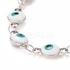 Enamel Oval with Evil Eye Link Chains Bracelet BJEW-P271-04P-02-2