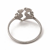 Non-Tarnish 201 Stainless Steel Double Cat Finger Ring for Women RJEW-K239-04P-3