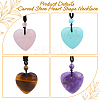4Pcs 4 Style Heart Natural & Synthetic Mixed Gemstone Pendant Necklace with Nylon Cords NJEW-FI0001-50-3