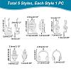 5Pcs 5 Style 304 Stainless Steel Pendants STAS-UN0042-15-3