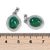 Natural Green Onyx Agate(Dyed & Heated) Oval Pendants KK-U043-34P-01-3